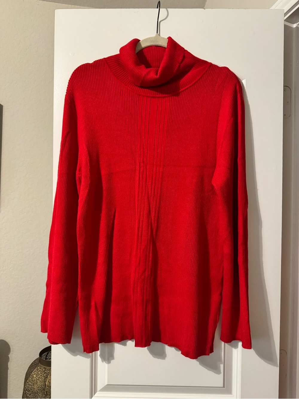 Ashley Stewart Bright Red Ribbed Turtleneck Sweater
